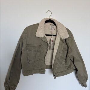 Stoosh New Olive Green Sherpa-Lined Jacket